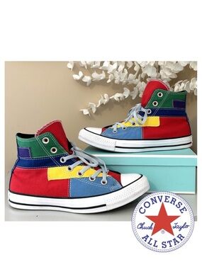 Like New Converse All Star Chuck Taylor Hi Top Patchwork Kicks Mens5.5 Women7.5